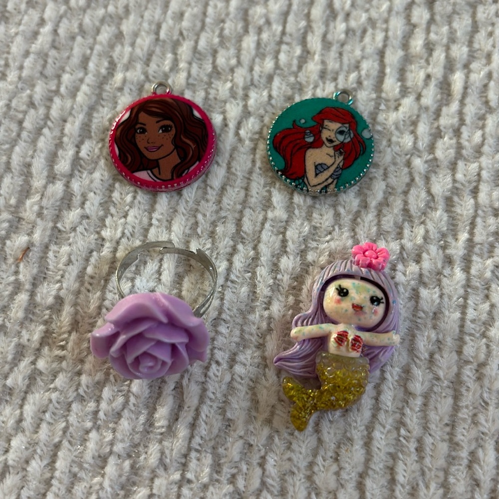 Bath bomb charms bundle of 4 Barbie little mermaid rose ring mermaid